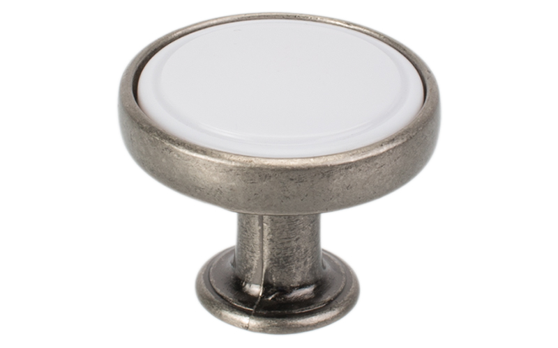 Knopp "Bourg" Antik Silver / Vit
