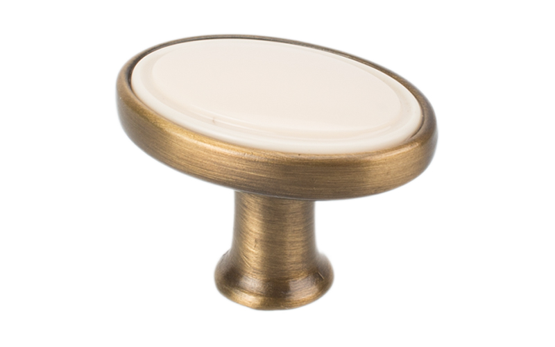 Knopp "Bourg Oval" Bronsoxid Borstad / Beige