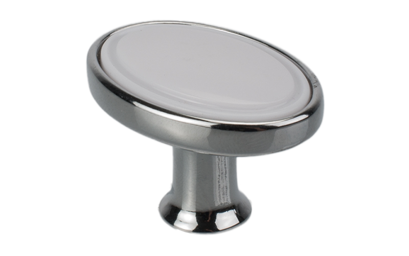 Knopp "Bourg Oval" Blank krom / Vit