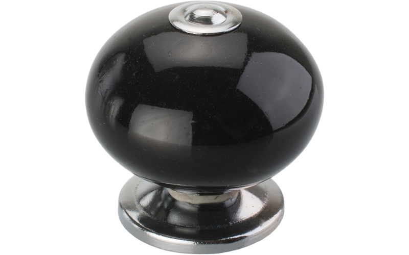 Porslinsknopp "Multi" Blank Krom / Svart