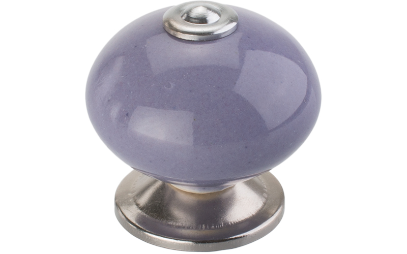 Porslinsknopp "Multi" Blank Krom / Lila
