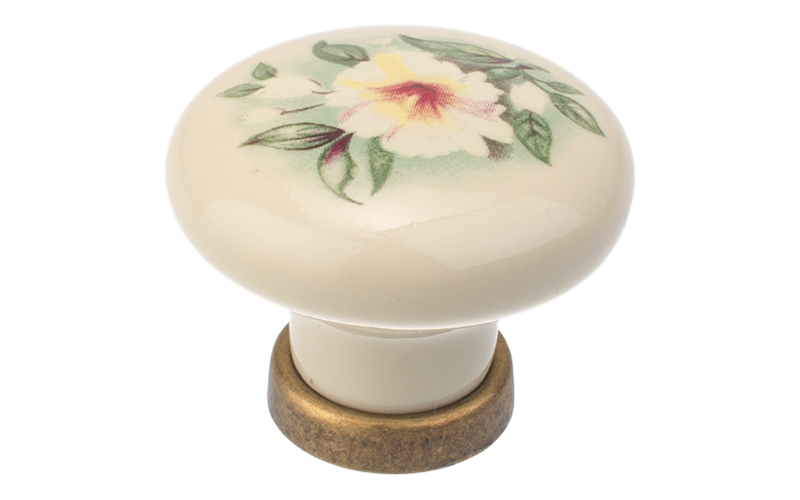 Porslinsknopp "Roma" Ivory / Bronsoxid