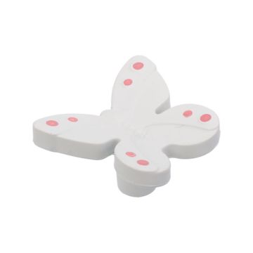 Barnknopp 'Kid Line' Fjäril Vit Rosa