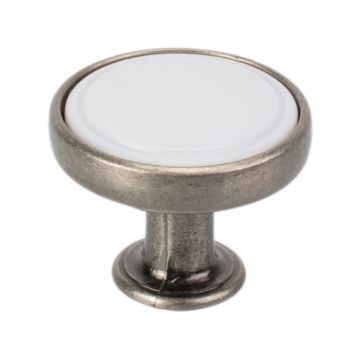 Knopp "Bourg" Antik Silver / Vit