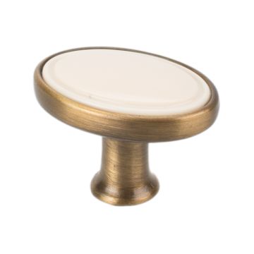 Knopp "Bourg Oval" Bronsoxid Borstad / Beige