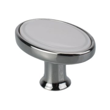 Knopp "Bourg Oval" Blank krom / Vit