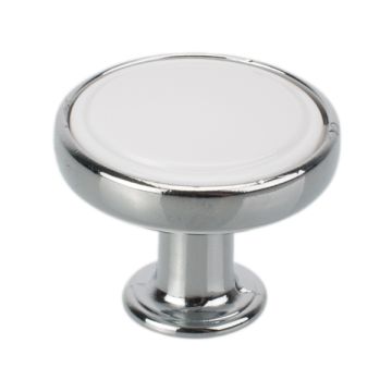 Knopp "Bourg" Blank krom / Vit