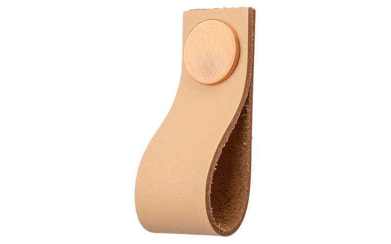 Knopp 'Plain' Beige Läder / Koppar