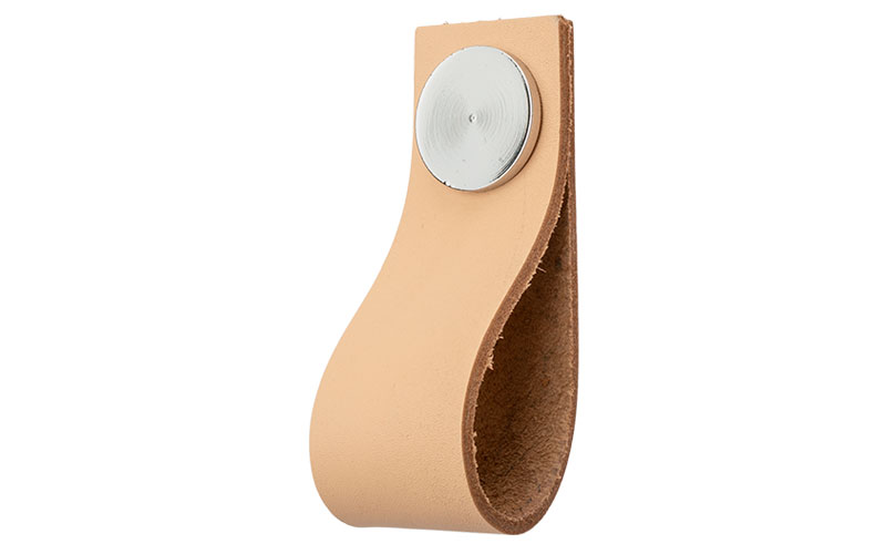 Knopp 'Plain' Beige Läder / Blank Krom