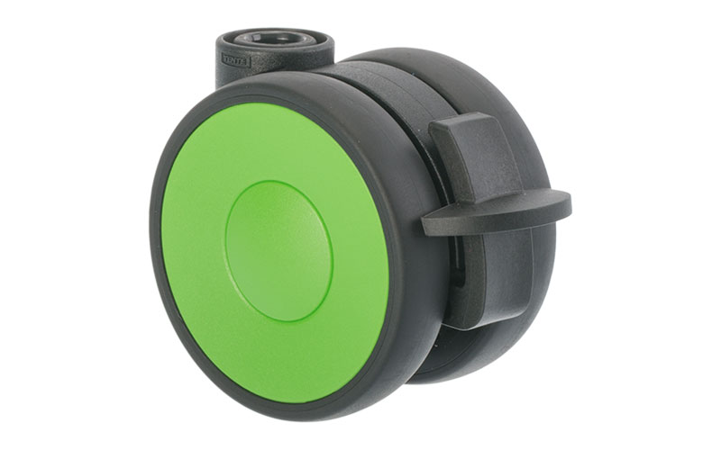 Möbelhjul 'Ring' Ø 65 Svart / Grön med Broms