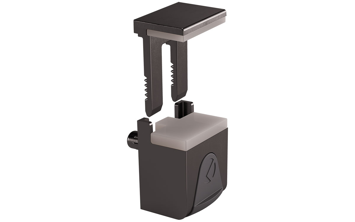 Glashyllbärare KUBIC med Ø 3 mm tapp, Svart Nickel