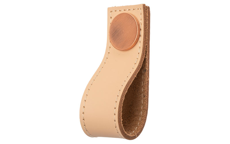 Knopp 'Stitch' Beige Läder / Koppar