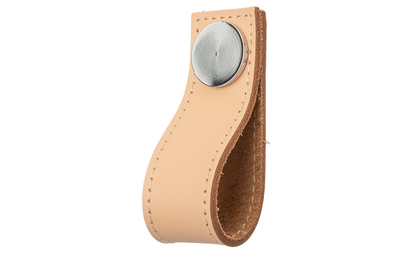 Knopp 'Stitch' Beige Läder / Blank Krom