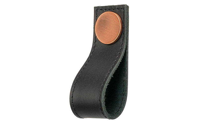 Knopp 'Stitch' Svart Läder / Koppar