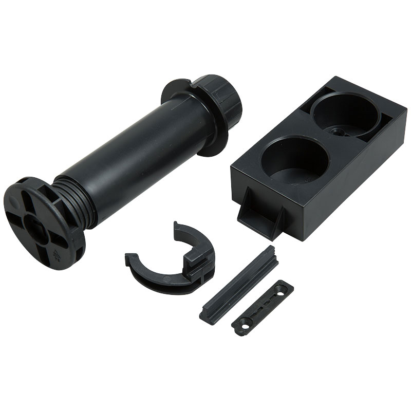 Sockelben – Ø50 mm, höjd 135–170 mm, svart, 4-pack