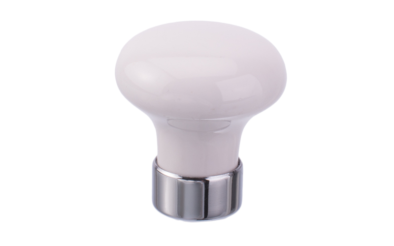 Porslinsknopp "Kew" Blank Krom / Vit