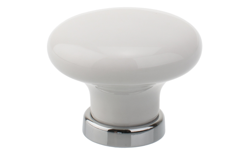 Porslinsknopp "Newport" Blank Krom / Vit