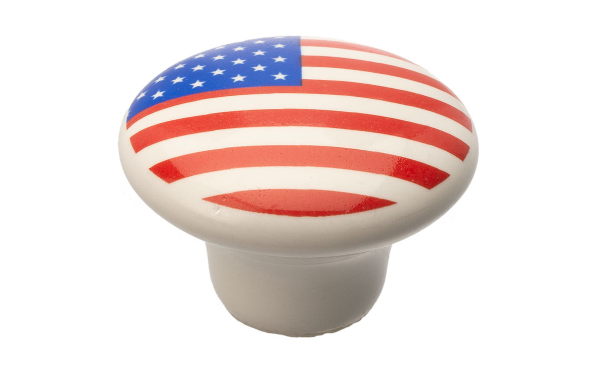 Porslinsknopp 'USA' Vit