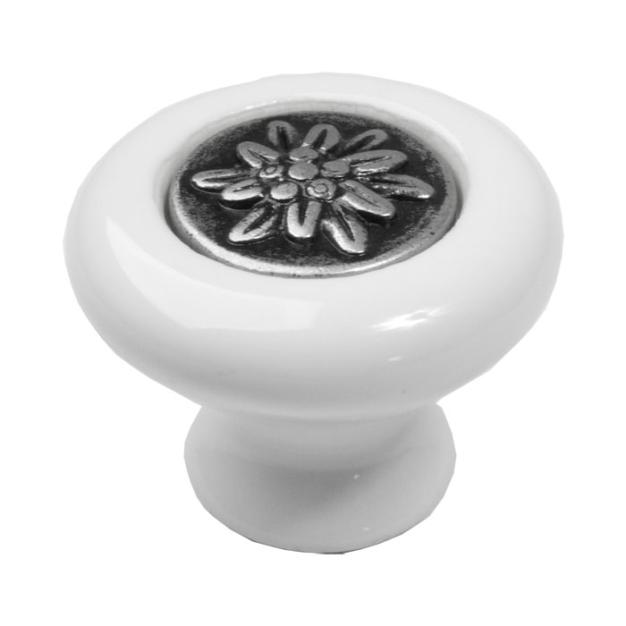 Knopp "Edelweiss" Porslin/tenn
