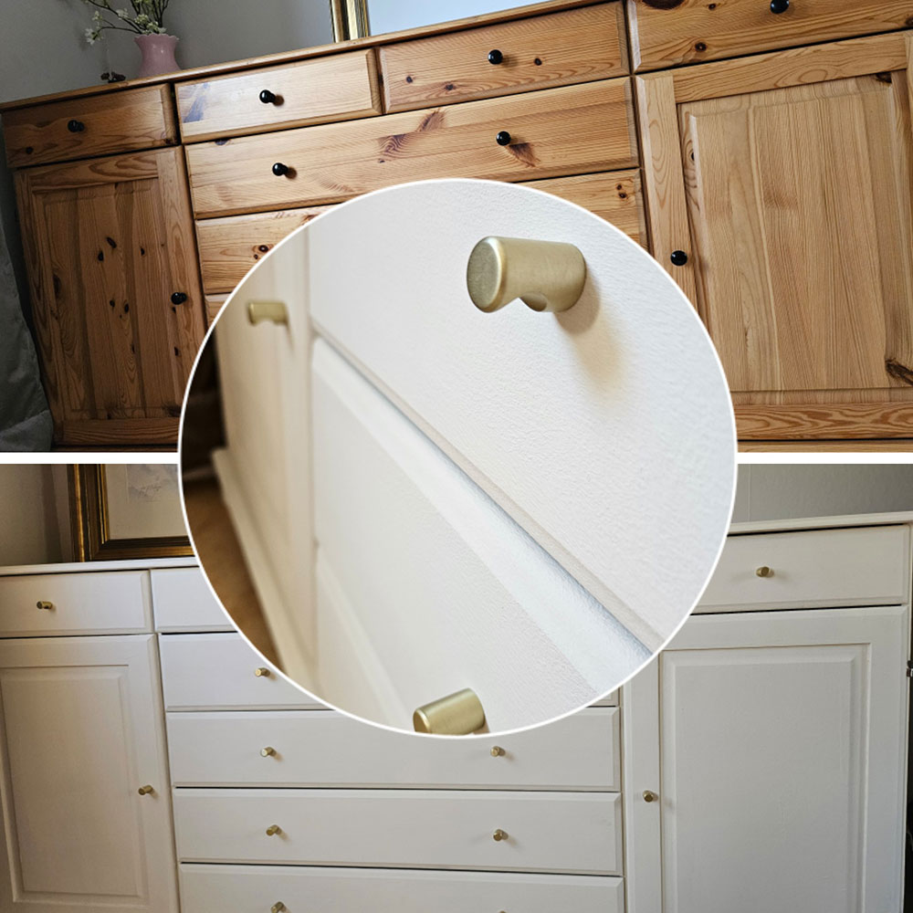 Före: sliten köksskänk före renovering